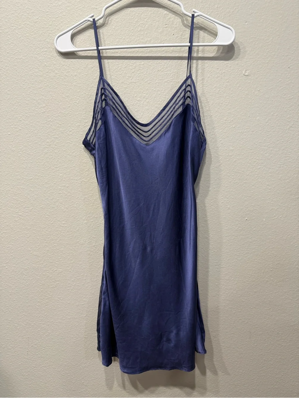 VINTAGE Victoria’s Secret SILK Nightie with Sheer Stripe V-Neck